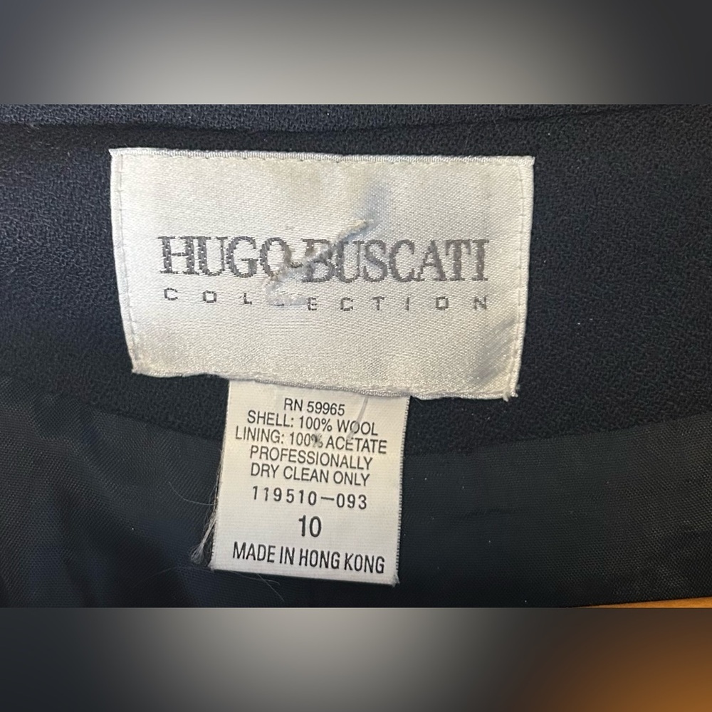 Hugo Buscati Womens 100% Wool Black Peacoat Winter 3 Button Size 10 Acetate - Picture 11 of 11